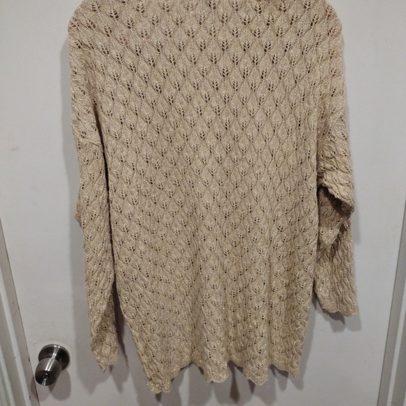 Avon Style Vintage Gold Sparkle Pointelle Knit Sweater Sz M/L Grandmacore Fairy - Picture 7 of 7